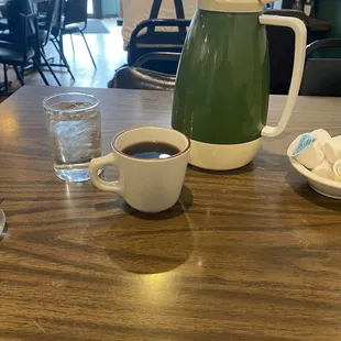 Coffee served hot as I walked in the door!Now that's service!