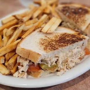Tuna Melt with garlic fries