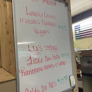Todays specials