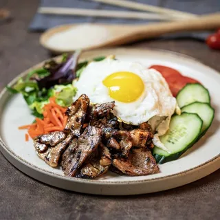 Grilled Pork and Fried Egg Rice Plate