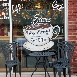 a cup of coffee on a table