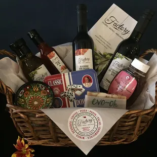 Specialty Olive Oil and Balsamic Gift Baskets, with House made chocolates, and more, made to order!