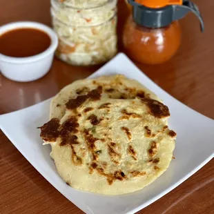 two flatbreads on a plate