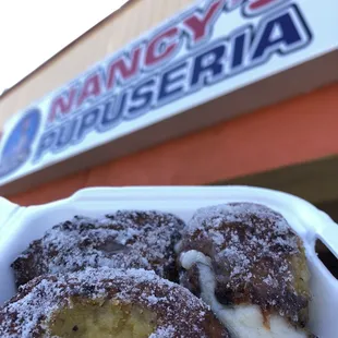 An order of Empanadas de Platanos (banana) comes in 3. Sooo good &amp; comes out piping hot!