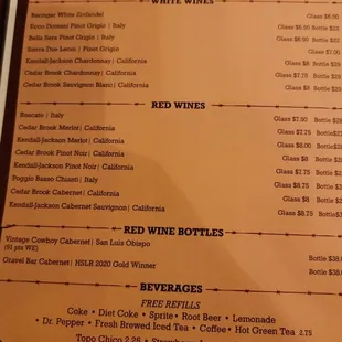 Wine list