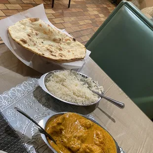 Chicken Korma, Basmati Rice, nann