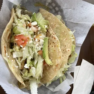 Chicken fajita taco with refried beans added