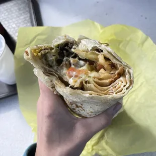 California burrito comes with meat, fries, cheese, guacamole, and sour cream