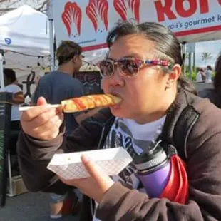 Bacon wrapped mochi.  Trying it out for the first time.