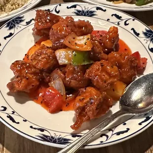 a plate of chinese food