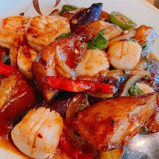Eggplant scallop and shrimp