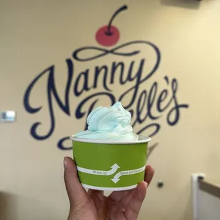 Blueberry ice cream in a cup