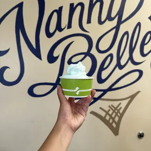 Blueberry ice cream in a cup