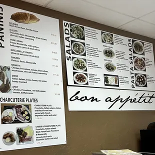 Menus on walls