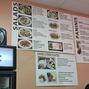 Menus on wall