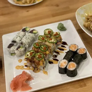 Tuna Avocado roll, Gangnam Style Roll, Salmon Roll