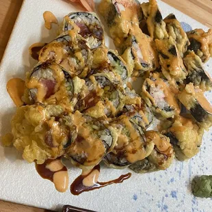 a plate of sushi