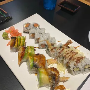 Rockn Roll, Crunchy Shrimp Tempura Roll, &amp; Philadelphia Roll
