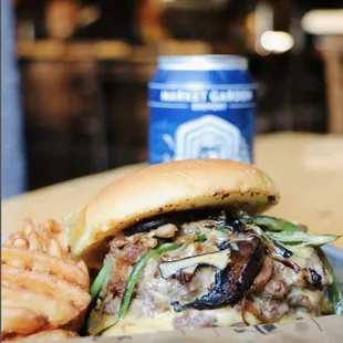 a burger and french fries