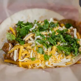 a close up of a taco