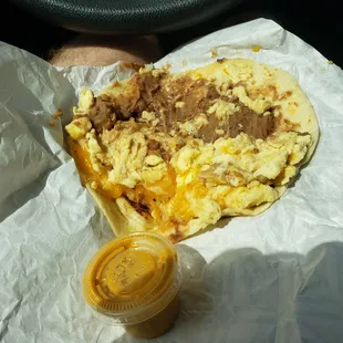Bean egg cheese breakfast taco
