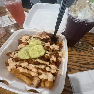 Reaper Loaded Fries and a Blueberry Cheesecake Smoothie