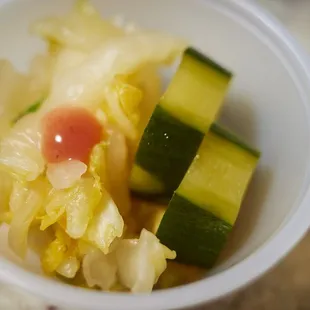 April 2021 Kaiseki Takeout - Napa cabbage, ume puree, cucumber nukaduke