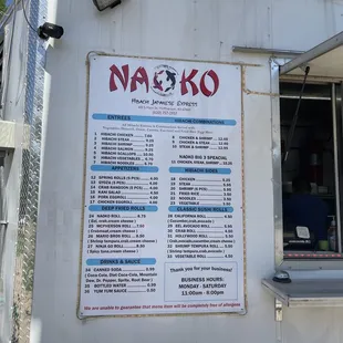 Menu, Hours and Contact Info