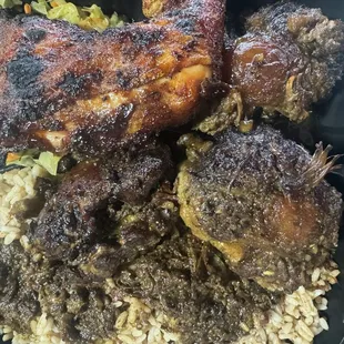 Jerk, chicken and oxtails