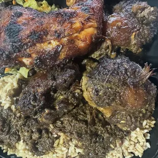 Jerk, chicken and oxtails large