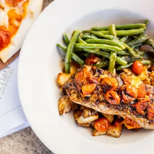 pizza and green beans