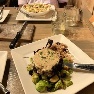 Pan-Roasted Pork Chop and Spaghetti Pesto with Chicken