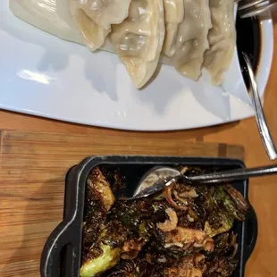 Dumplings and Brussel sprouts