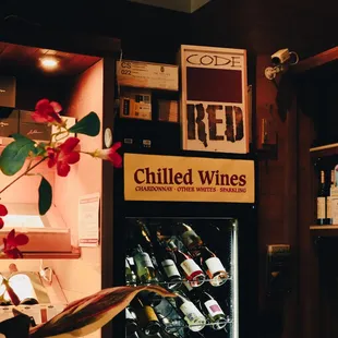 a display of wine bottles