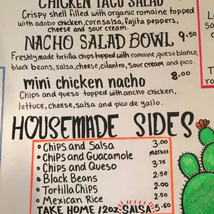 Salad and side options