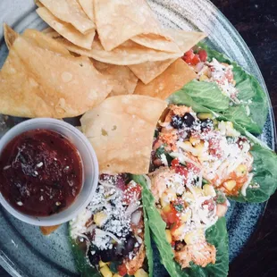 Lettuce tacos with house made tortilla chips