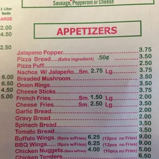 menu