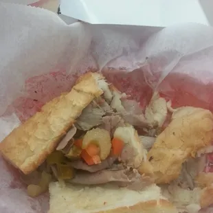 The Italian beef was nasty the meat was cold and discolored.