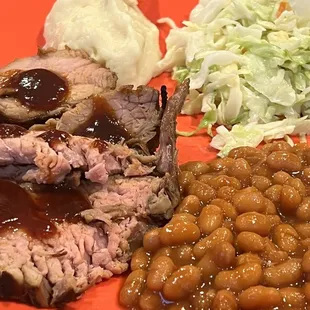 Tri tip, slaw, bbq beans &amp; mash potatoe
