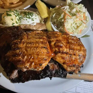 Build Your Own BBQ Combo with 3 Meat (chicken, beef ribs, baby back ribs) w/coleslaw and potato