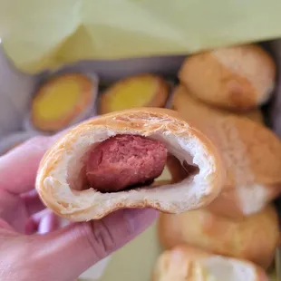 Inside the mini hot dog bun