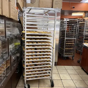 Racks of pre-made egg tart shells