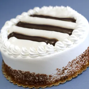 a chocolate and white cake