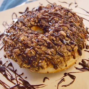 a chocolate covered donut