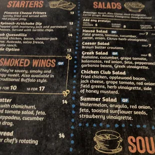 The menu