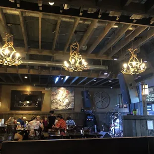 a view of a bar with people sitting at the bar