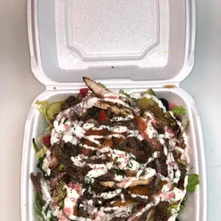 Fatoosh salad with steak and ranch