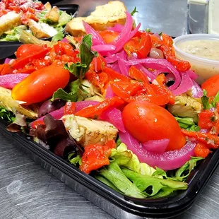 a tray of salad