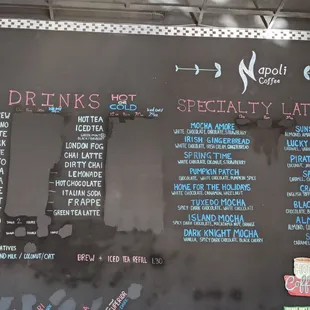 a menu on a blackboard