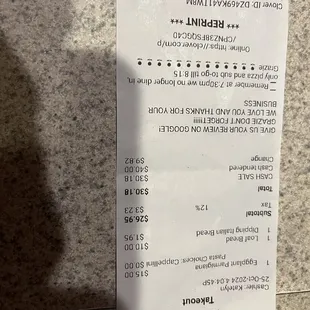 menu